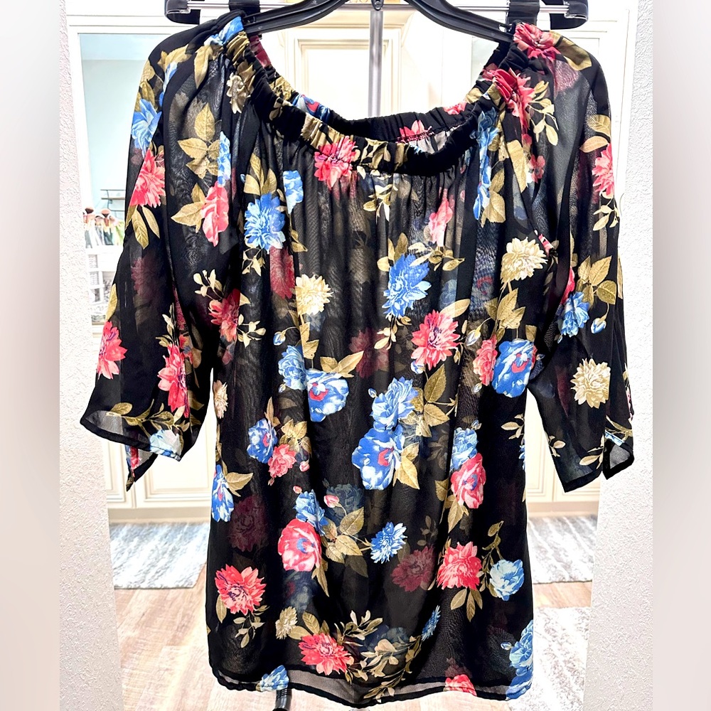 Sheer floral top!